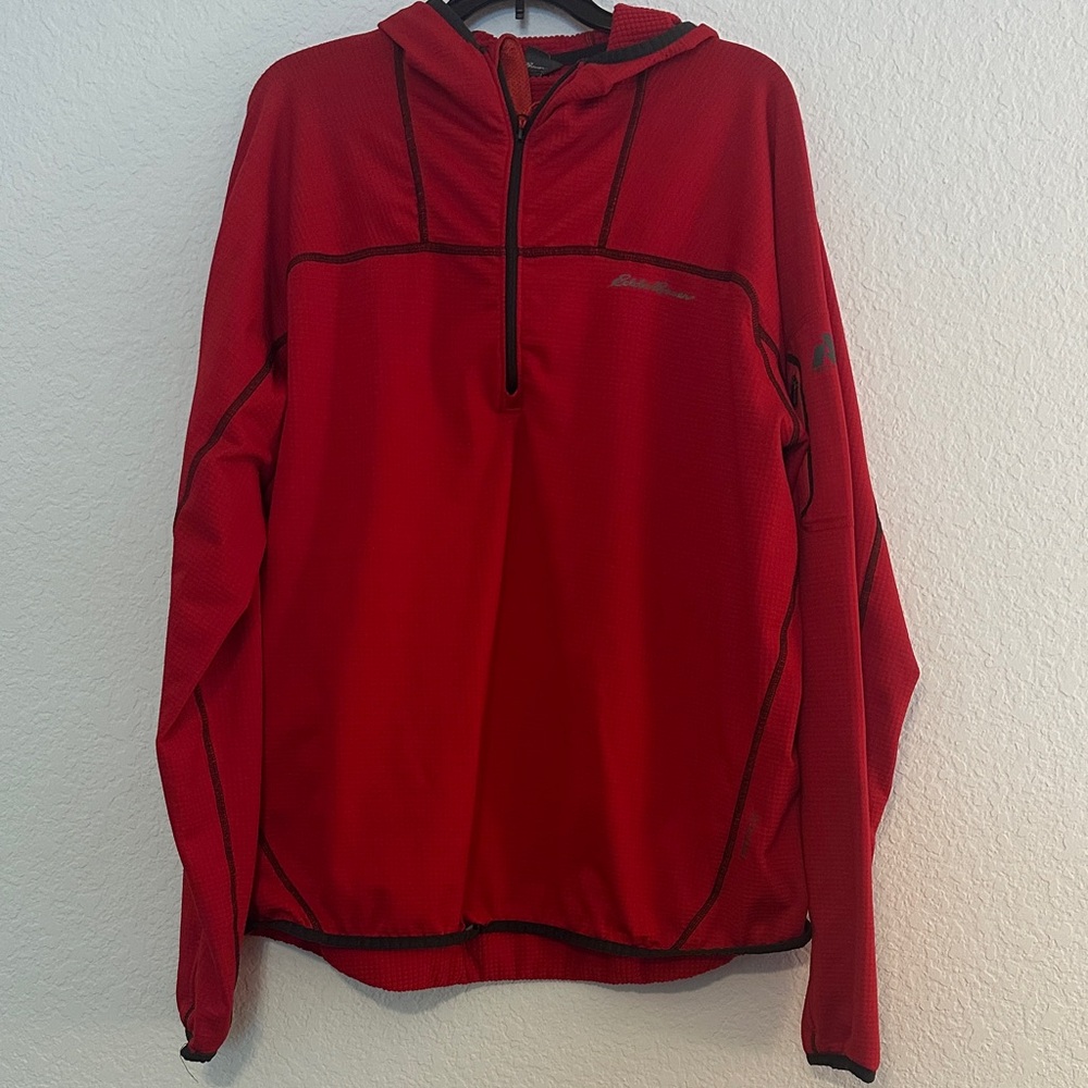 Eddie Bauer Red Hooded Performance Half-Zip Pullover